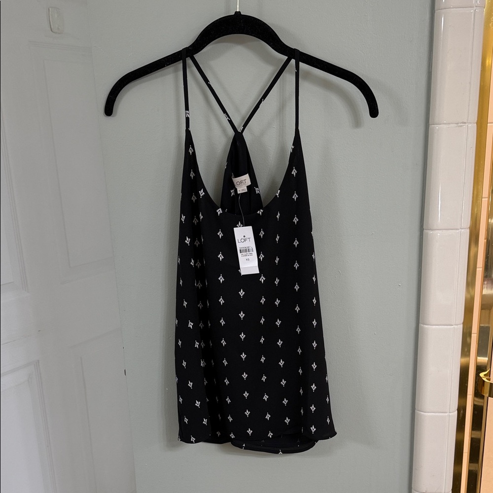 LOFT Black and White Patterned Camisole